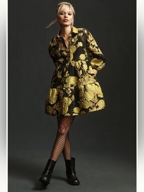 The Bettina Jacquard Mini Shirt Dress by Maeve